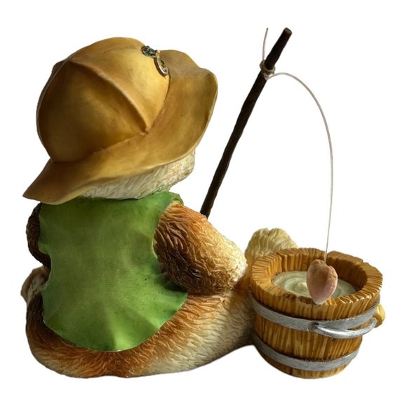 VTG Enesco Priscilla Hillman 1995 Figurine I’m Hooked On You Fishing Kitten Cat - Picture 5 of 9